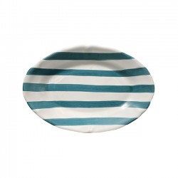 Green stripe oval platter 35cm