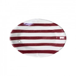 Red stripe Oval Platter 35cm