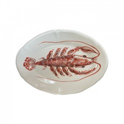 Oval platter 35 cm with red...