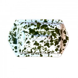 Butter dish with green dots