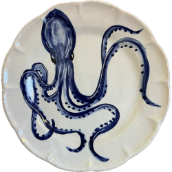 Plate 16 cm with blue octopus
